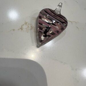 Macy's Pink and Black Glass Heart Pendant